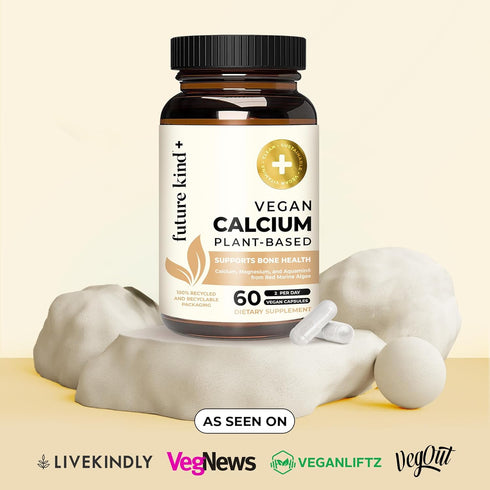 Future Kind Vegan Calcium Supplement (60 Capsules) - Plant-Based Calcium Magnesium Supplement Sourced from Iceland for Teeth and Bone Support - Ca...