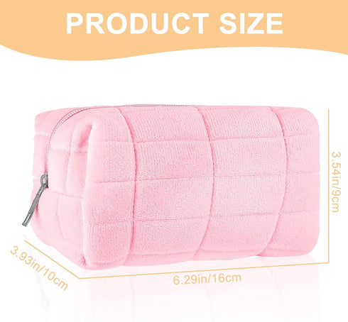 Sibba Makeup Bag Small Zippered Toiletry Organizer Make Up Travel Traveling Cosmetic Storage Case Skincare Cute Fluffy Polyester Purse Brush Set P...