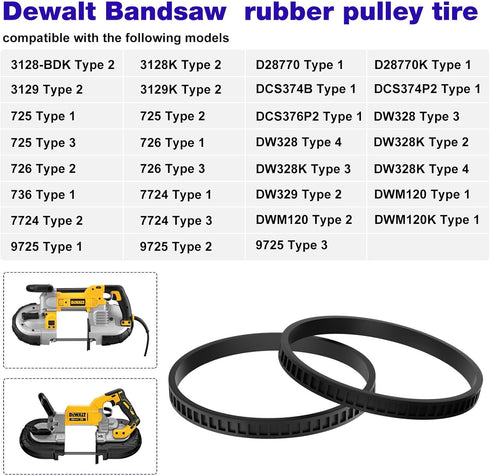(4 Pack) 650721-00 BandSaw Rubber Tires Replacement Dewalt Band Saw Parts WM120 A02807 DCS374 DW328K D28770 D28770K...