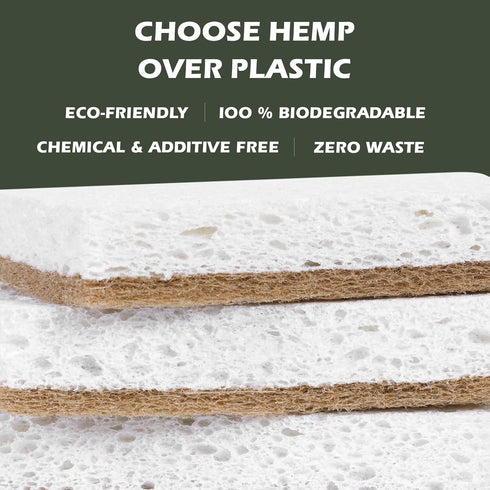 Plant-Based Kitchen Sponges - FSC Certified and PETA Approved, Natural, Eco-Friendly, Biodegradable Sisal Hemp Sponges for Dishes, Cleaning Sponge...