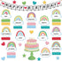 65 Pcs Birthday Bulletin Board Set Rainbow Classroom Happy Boho Birthday Chart Cutouts Decorations Decor Board for Classroom Home Calendar Bulleti...