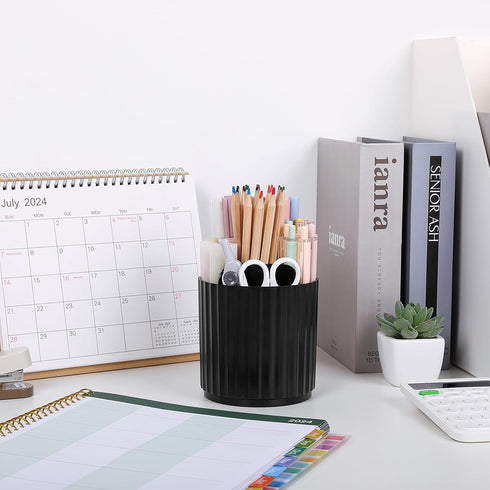 SKYDUE Rotating Pen Holder for Desk Accessories, Small Pen Holder for Desk, Pencil Holder for Office Supplies Desk Organizer,Art Supply Storage Bo...