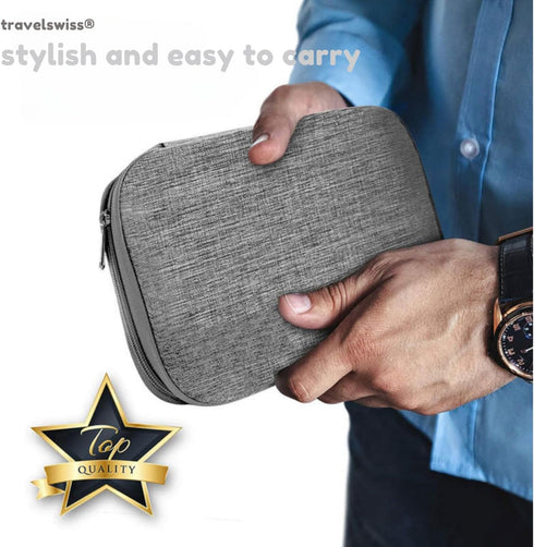 Travel Case Carry Pouch Electronic Accessories Organizer Portable Waterproof Double Layers All-in-One Storage Bag for Power Bank USB Cable Mouse C...