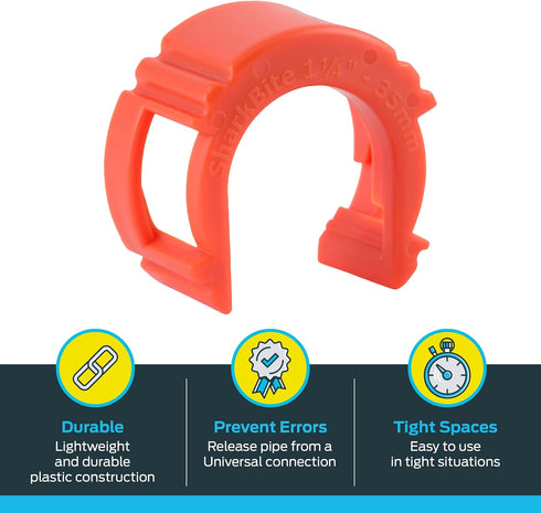 SharkBite 1-1/4 Inch Disconnect Clip for Push to Connect Brass Plumbing Fittings, UXLDC35...