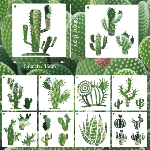 25 Pieces Cactus Stencils for Painting on Canvas Reusable Summer Cacti Stencils Tropical Succulent Drawing Template Stencil for Painting on Wood W...
