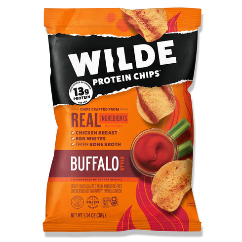 WILDE Buffalo Protein Chips, Thin and Crispy, High Protein, Keto Friendly, Made with Real Ingredients, 1.34oz Bags (Pack of 8)...