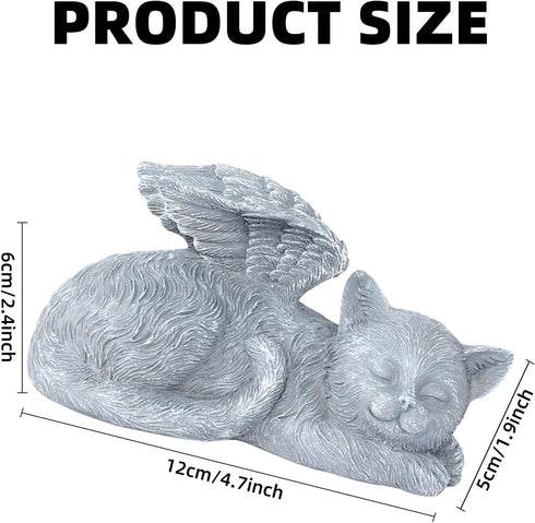 Cherish Your Feline Companion's Memory with The Angel Memorial Statue - Outdoor Garden Resin Sleeping Statue with Wings-Resin and Stone Memorial G...