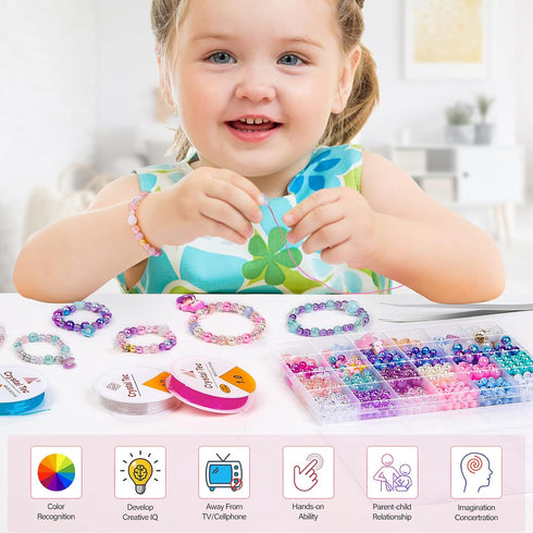 Qinzave 802Pcs Bracelet Making Kit for Girls Mermaid Beads for Jewelry Making Assorted Sizes 6mm 8mm Jewelry Making Kit with Mermaid Shell Pendant...