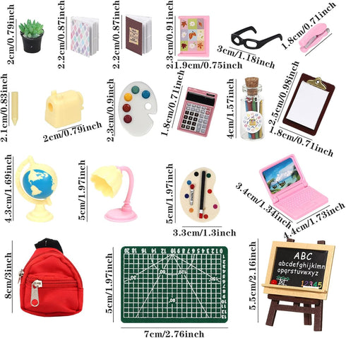 SOTOGO 34 Pieces Doll House School Supplies Mini School Accessories Dollhouse Toy Home Miniature Model DIY Doll Accessories...