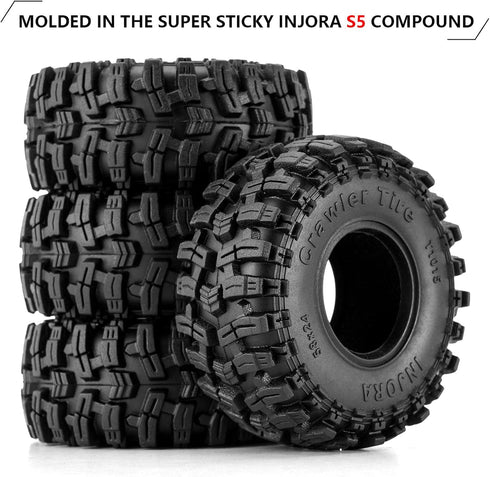 INJORA 1.0 Tires - 58 * 24mm Swamp Stomper S5 Tires for SCX24 AX24 TRX4M FCX24 1/24 1/18 RC Crawler Car,T1015...