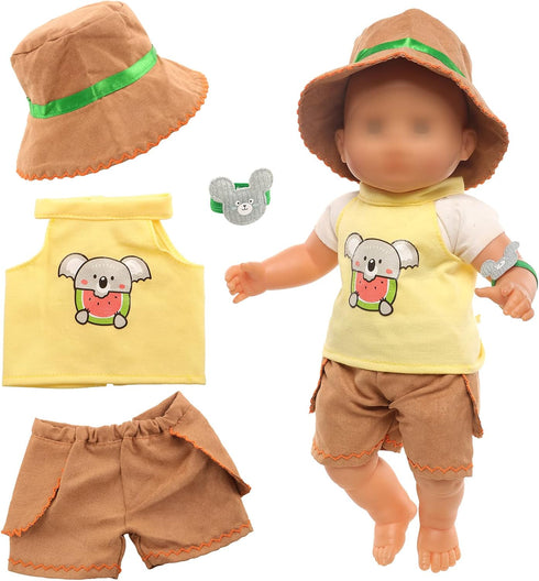 Miunana 13-16 Inch Baby Doll Clothes Jungle Exploration Suits 3pcs with Top and Trousers and Hat for 15 Inch Girl Doll Outfits for 3 Years Old Bab...