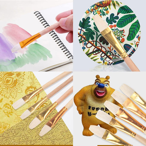 7 PCS Assorted Size Gilding Brush Set, Gold Leaf Goat Hair Painting Brush Metallic Foil Flakes Paint Brush + 2 PCS Nylon Brush + Tweezers for Gold...