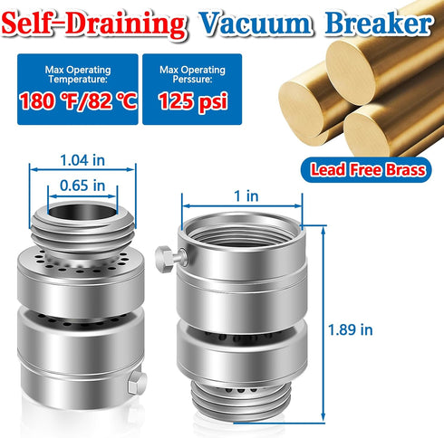 Self-Draining Vacuum Breaker, 1-1/16" Female Fine Thread Vacuum Breaker, PK1390 No Lead Brass Hose Bib Vacuum Breaker, for Providing you with Heal...