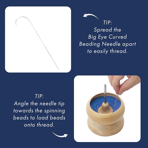 Beadalon Spin-N-Bead, Mini Size Bead Spinner Bowl Includes 1 Curved Big Eye Needle for Easy Bead Stringing and Jewelry Making, Natural...