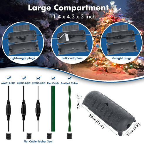 RESTMO Outdoor IP44 Waterproof Electrical Box, Weatherproof Extension Cord Cover, Safety Seal Enclosure to Protect Power Connections, Holiday Ligh...
