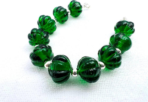 1 Strand Emerald Quartz 10 Pcs Beads Size 9Mm Melon Shape Cut Smooth Beads For Jewellery Making, Beading & Craft Supplies Kcrafts-Rk_K58...