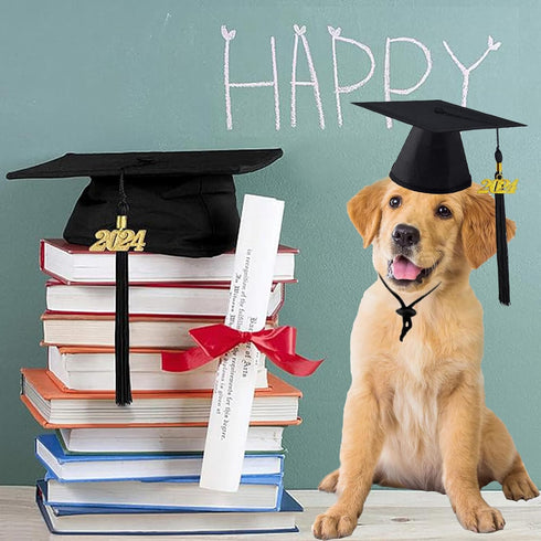 Pet Graduation Caps Dog Graduation Hat with 2024 Black Tassel Puppy Grad Hat Graduation Costume for Dogs Cats Holiday Dog Outfits Accessory Party ...