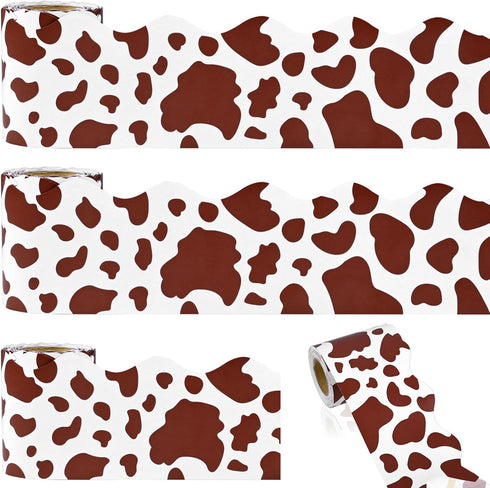 99 Feet Brown Cow Print Bulletin Board Border Trim Bulletin Board Back to School Classroom Chalkboard Decor Teacher Student Use for Classroom Scho...