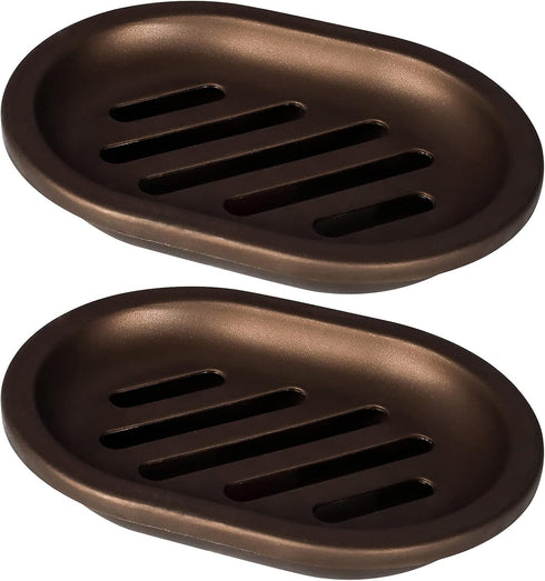 Topsky 2 Pcs Soap Dish for Shower, Double Layer Draining Soap Box with Drip Tray, Plastic - Bronze...