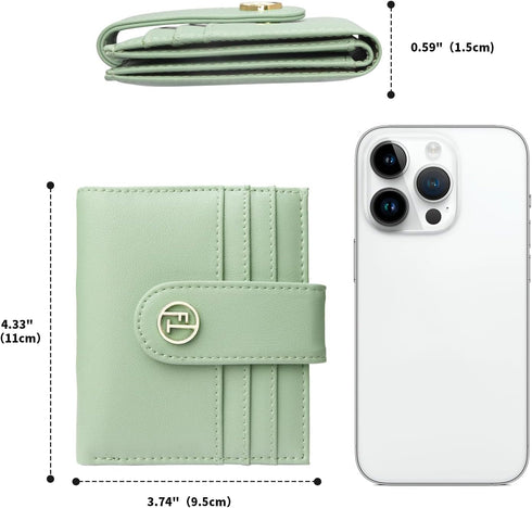 FUNTOR Small Wallets for Women,Ladies Slim Bifold Credit Card Holder with Zipper Coin Pocket(Green)...