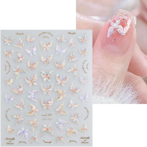 JMEOWIO 3D Embossed Aurora Butterfly Nail Art Stickers Decals Self-Adhesive 5D Nail Supplies Nail Art Design Decoration Accessories 1 Sheets...