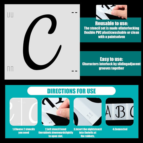 38 Pieces Letter Stencils Reusable Plastic Letter Number Templates Alphabet Art Craft Stencils Symbol Numbers Craft Stencils Interlocking Stencil ...