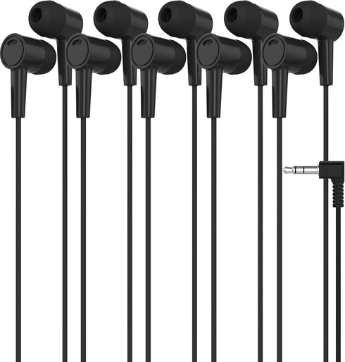 Maeline 5 Pack Earbuds in-Ear Stereo Headphones for School Classroom, Library, Travel, Gym 3.5mm Jack, Tangle-Free Wired Earphones for MP3, Phones...