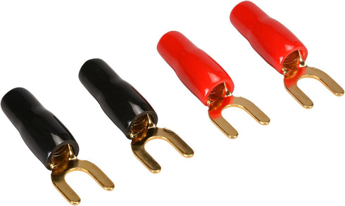 PARTS EXPRESS Gold Spade Lug Crimp Terminal 8 AWG 1/4" 2 Pair...