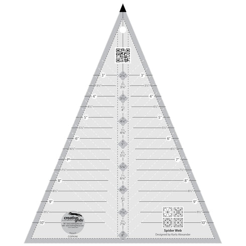 Creative Grids Spider Web Triangle Quilt Ruler – CGRKA6 – Made in USA, 9-1/2in x 11-1/2in, Non-Slip Grip Acrylic Quilting, Sewing, Crafting, Patch...