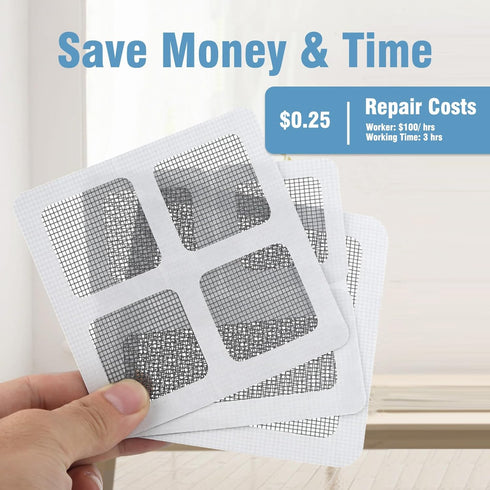 Window Screen Repair Patches Kit, Strong Self Adhesive Screen Door Replacement Repair Tape Suitable for Black or Grey Mesh Window Screen Door Repa...
