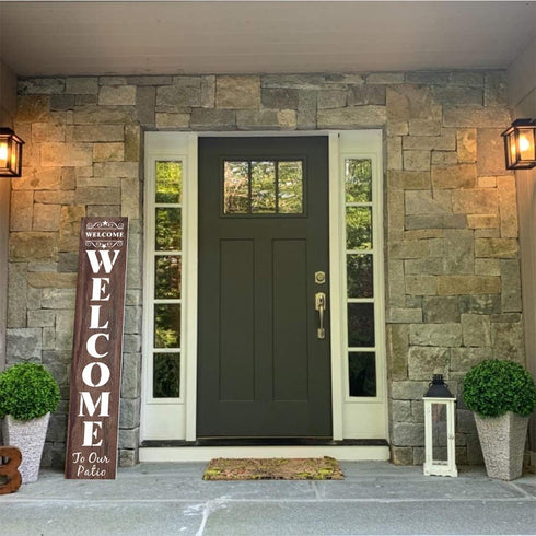 Welcome Stencils for Painting on Wood - 11 Pack Large Vertical Welcome Sign Stencil Templates for Wood Signs, Reusable Letter Stencils for Home, P...