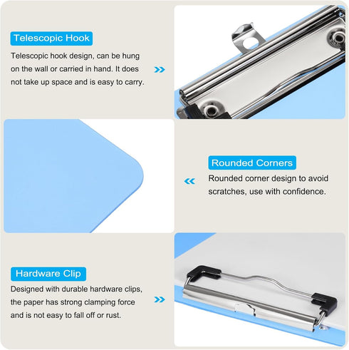 PATIKIL 12.4 x 8.86 Inch Clipboard Landscape, 2 Pack A4 PP Plastic Office Clipboards Low Profile Clip for Office Drawing Sketching, Blue...