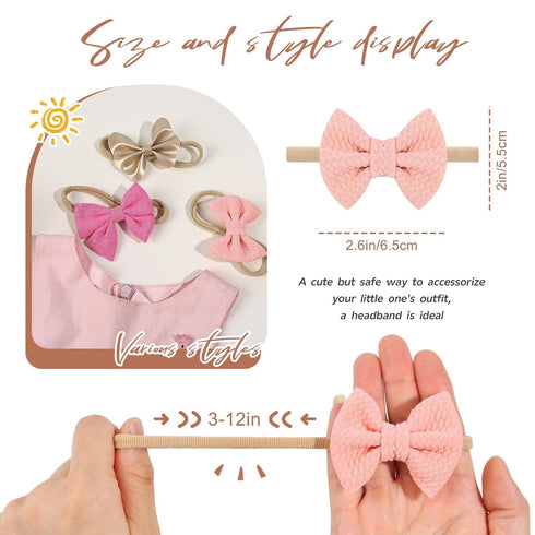 10 PCS Baby Girl Headbands and Bows Soft Elastic Nylon Hairbands Handmade Newborn Head Bands Hair Accessories for Babies Infant Toddler...