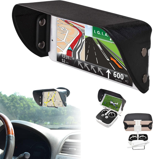 TFY Universal Phone Sun Shade & Glare Visor Shield for 4.5 to 6.1 Inch Smartphones - Compatible with iPhone 16/15 / 14/13 / 12 / XS/XR/SE...