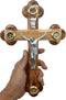 Zuluf 10.6" Olive Wood Wall Crucifix Catholic Hanging Cross with Relics Holy Essences Orthodox Holy Land Gift CRS033...