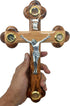 Zuluf 10.6" Olive Wood Wall Crucifix Catholic Hanging Cross with Relics Holy Essences Orthodox Holy Land Gift CRS033...