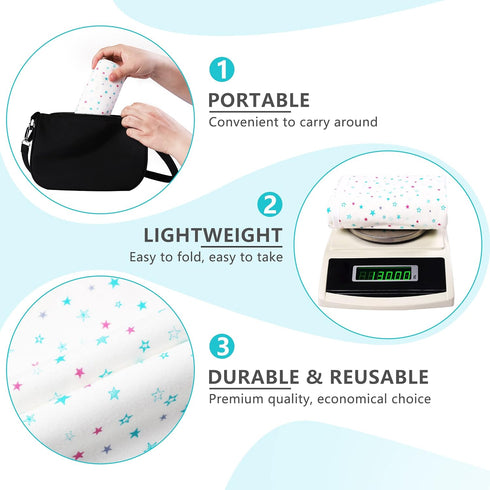 RUILI Waterproof Diaper Changing Pad for Baby, Soft Cotton Reusable Changing Pad Liner, Portable Absorbent Change Mat for Girls Boys Women (1 Pack...