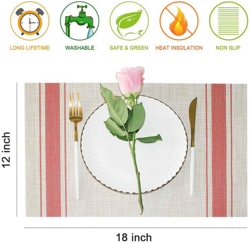 GIVERARE Placemats Set of 4, Heat-Resistant Woven Vinyl Placemat, Non-Slip Washable PVC Table Mat, Easy to Clean Premium Plastic Mats at for Dinin...