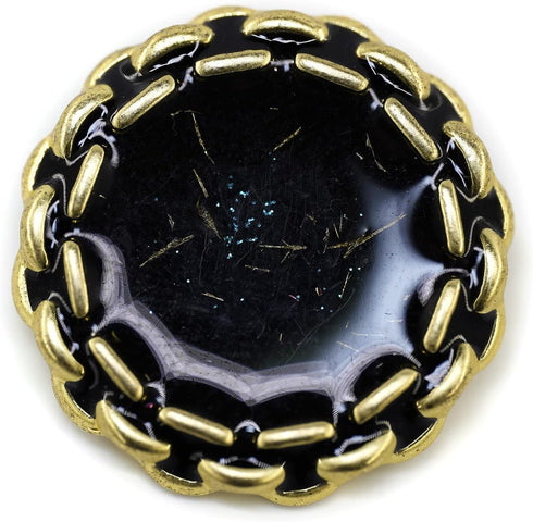 20 pcs Enamel Covered Golden Foil Fragments Floral Metal Shank Sewing Coat Buttons -25mm -1"...