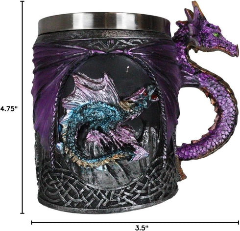 Ebros Myths And Legends The Conception Of Blue Fire Beowulf Purple Dragon Beer Stein Tankard Coffee Cup Mug Great Gift For Dragon Lovers Party Hos...
