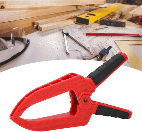 Woodworking Clamp, Spring Clamp with Long Flat Nose Plastic Fixing Clamp Woodworking Fixture Accessory(3 inch opening 75MM deep 110MM) Red...