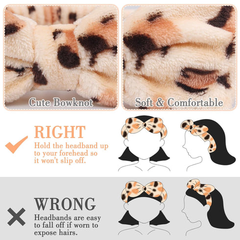 9PCS Coral Headband for Washing Face with Wristband Kit,Bowknot Makeup Headband for Women Girls, Super Soft Spa Headband with Wristband for Face W...