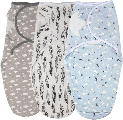 Swaddle Blankets Baby Boy Girl, 3 Packs Adjustable Sleep Wrap for Unisex Infant, Soft Cotton Swaddling Sack (BB-4, 3-6 Months)...