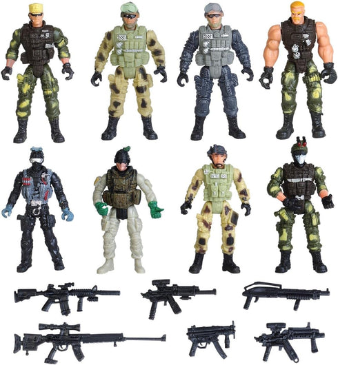 8-Pack Military Toy Soldiers Action Figures Playset, US Army Men and SWAT Team with Military Weapons Accessories for Kids Boys Girls...