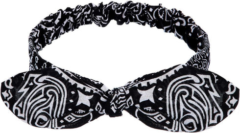 Hicarer 4 Pcs Bandana Headband for Women Knot Retro Print Headbands Paisley Print Red Blue Black White Adjustable Headwrap...
