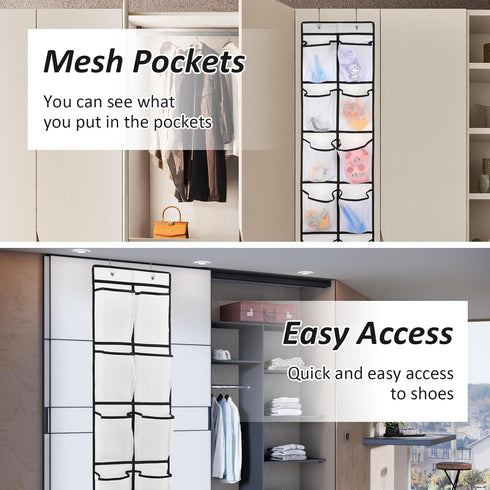 2PK 12 Large Pockets Over Door Hanging Shoe Organizer...