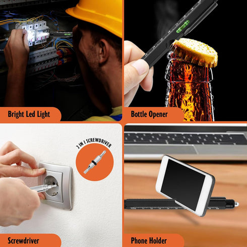 Cool Pen Gifts for Men, 9-in-1 Multi Tool Tech Pen Gadgets Tools for Men, Personalized Gifts for Dad or Him, Funny Gift for Christmas, Father's Da...
