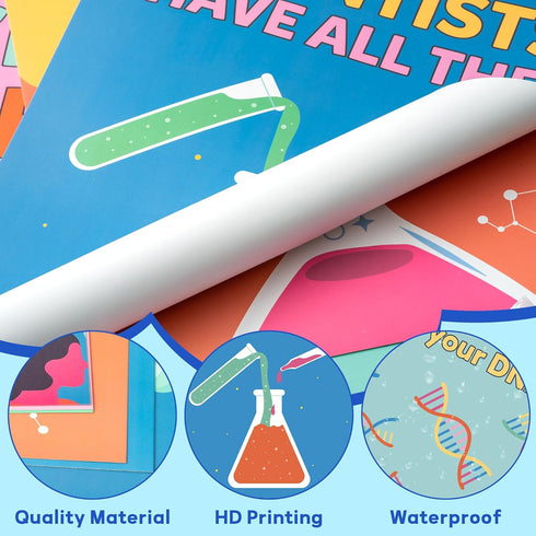 CNhoqc 12pcs Large Science Posters for School Classroom, 13.9 x 10.9 Inch Educational Science Laboratory Wall Art Poster Science Is The Future Pos...