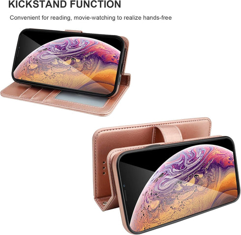 Bocasal for iPhone Xs Max Wallet Case with Card Holder PU Leather Magnetic Detachable Kickstand Shockproof Wrist Strap Removable Flip Cover for iP...