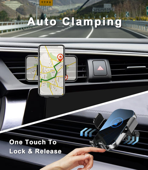 Wireless Car Charger Mount, 15W Fast Charging Auto Clamping Car Charger Holder for iPhone/Samsung for iPhone 15 14 13 12 11 Pro,Samsung Galaxy S23...